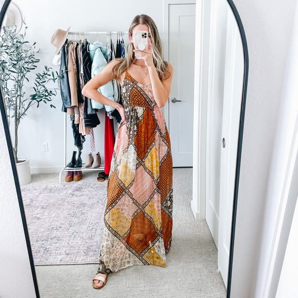 Raga Jenya Brown Boho Patchwork Maxi Dress NWT Sz M - Picture 13 of 13